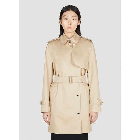 Burberry Double Breasted Quilted Nova Check Coat Beige